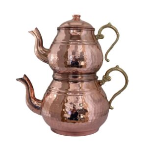 Perzische Dubbele Koperen Theepot – Kosar Gehamerd Design