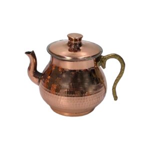 Perzische Koperen Theepot Gehamerd met Messing Handvat Bardia