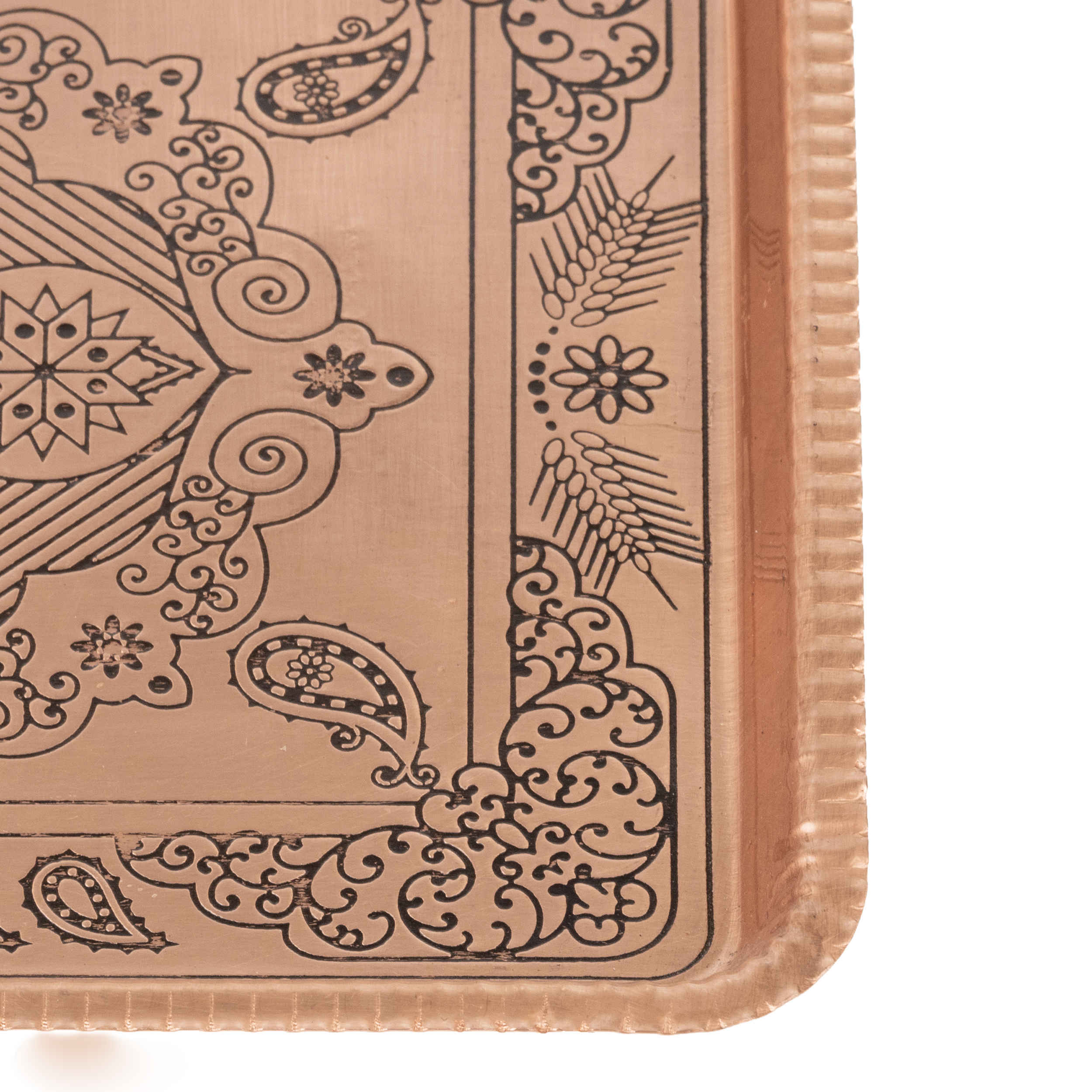 Historisch Perzisch koperen serveerblad – Gehamerd Paisley ambachtelijk dienblad