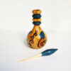 Houten Perzische Surma Dani Houder voor Kohl met Bloem Blauw (x2)
