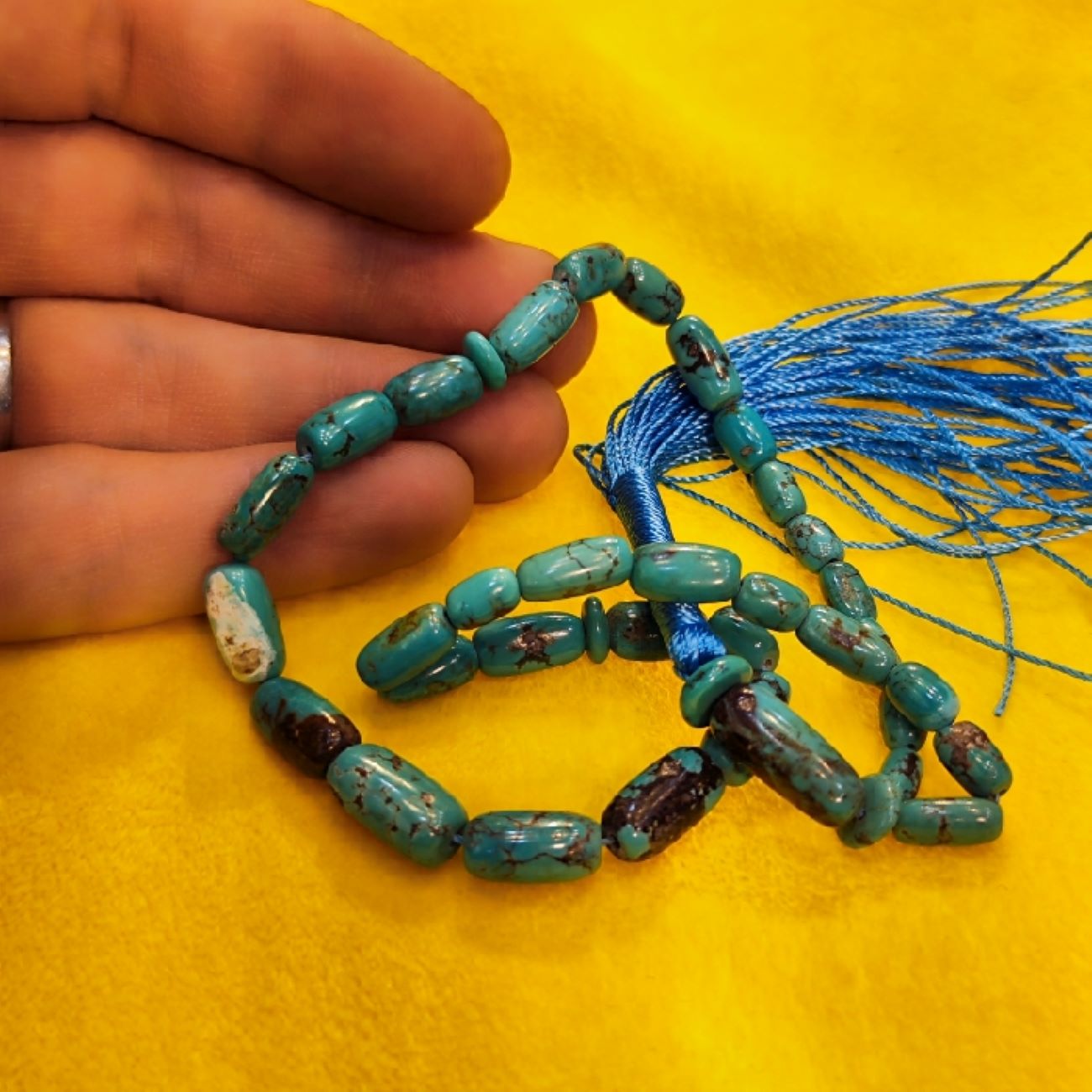 Perzische Neyshabur Turkoois Rozenkrans: Handgemaakt Tasbih met 33 Kralen