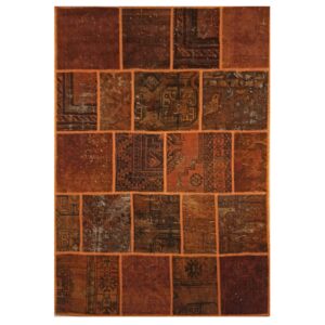 Vintage Patchwork Tapijt Bruin – Wol & Katoen Mix