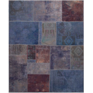 Vintage Patchwork Tapijt Blauw – Geometrisch Mix