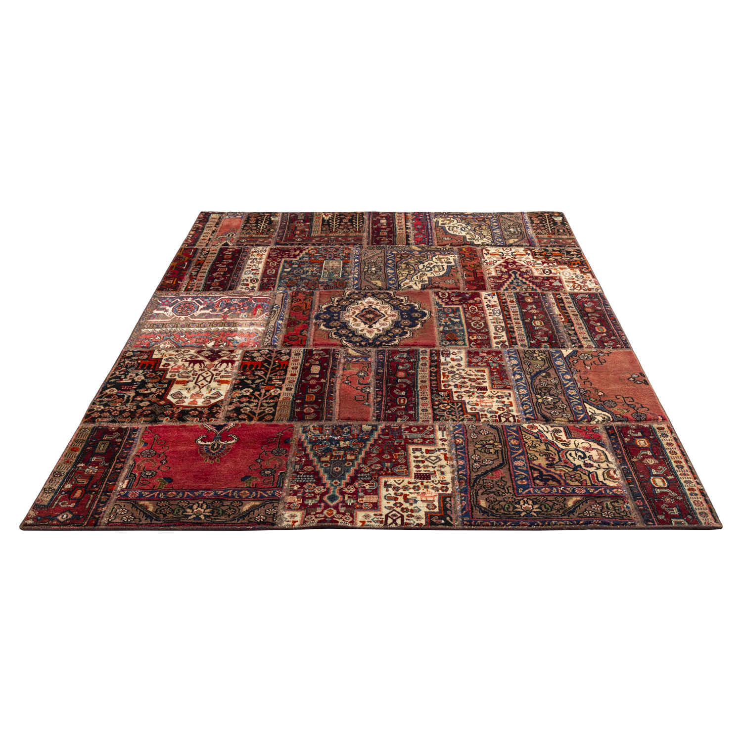 Vintage Perzisch Handgeknoopt Patchwork Tapijt Mix