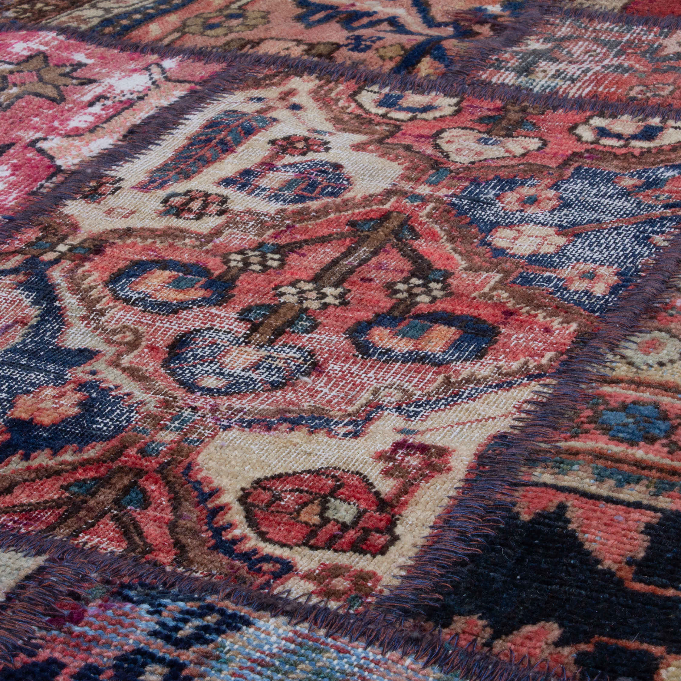 Vintage Patchwork Tapijt Geometrisch – Handgeknoopt