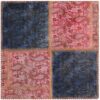 Vintage Perzisch Handgeknoopt Patchwork Tapijt Roze Vierkant