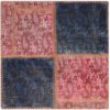 Vintage Perzisch Handgeknoopt Patchwork Tapijt Roze Vierkant