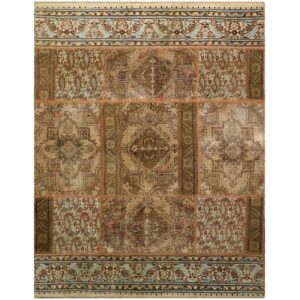 Vintage Patchwork Tapijt Bruin Geometrisch – Katoen