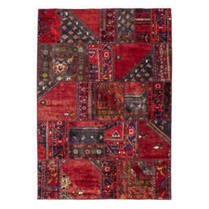 Vintage Perzisch Handgeknoopt Patchwork Tapijt Rood