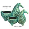 Handgemaakte Perzische Aardewerk Kandelaar Set – Paard Design