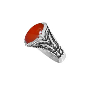 Perzische Zilveren Ring Heren – Rode Agaat Elegantie