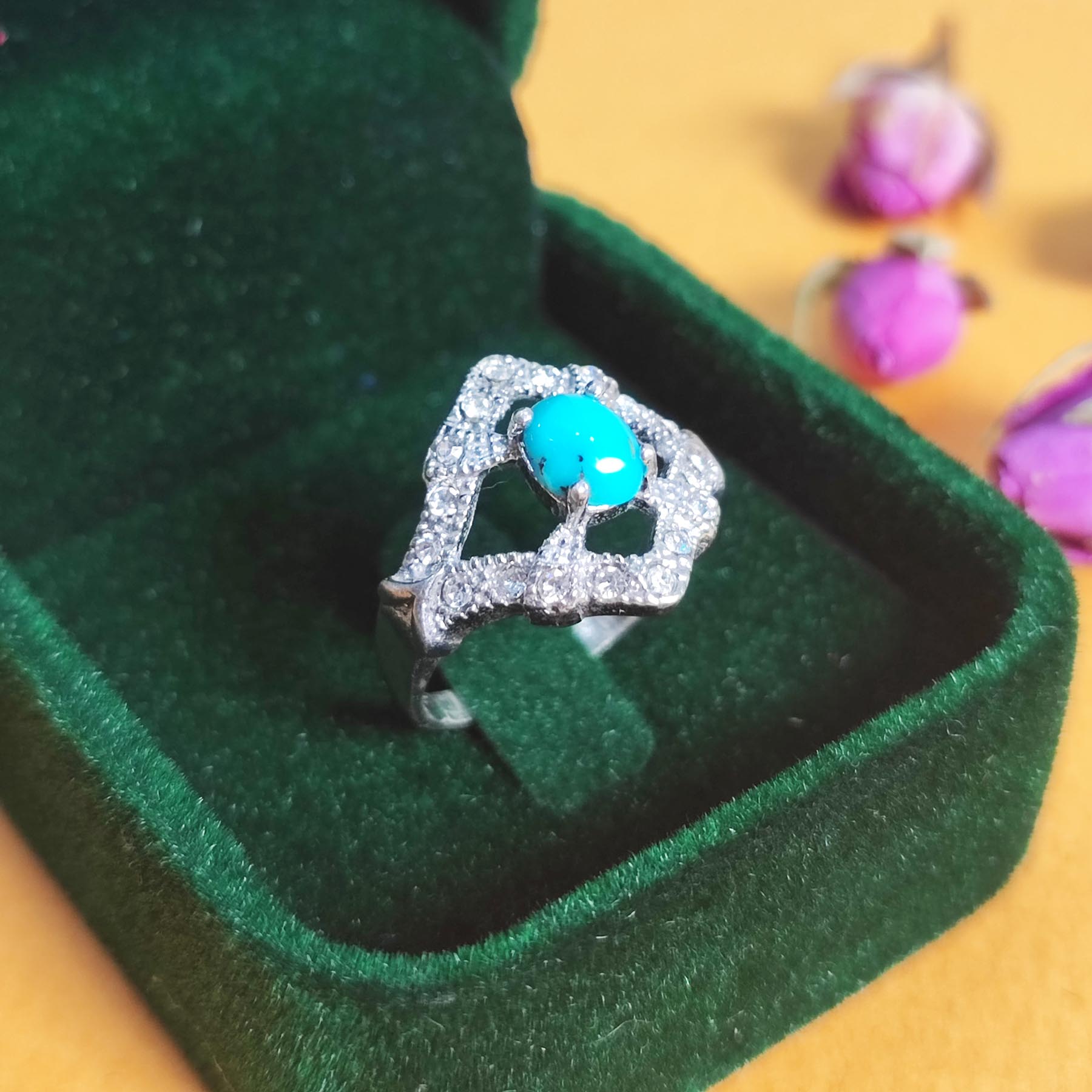 Perzische Neyshabur Turkoois Zilveren Ring voor Vrouwen Model Neyshabur