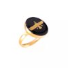 Stalen Zegelring Faravahar – Onyx & Goud