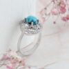 Perzische Neyshabur Turkoois Zilveren Ring Handgemaakt Rhodium Verguld