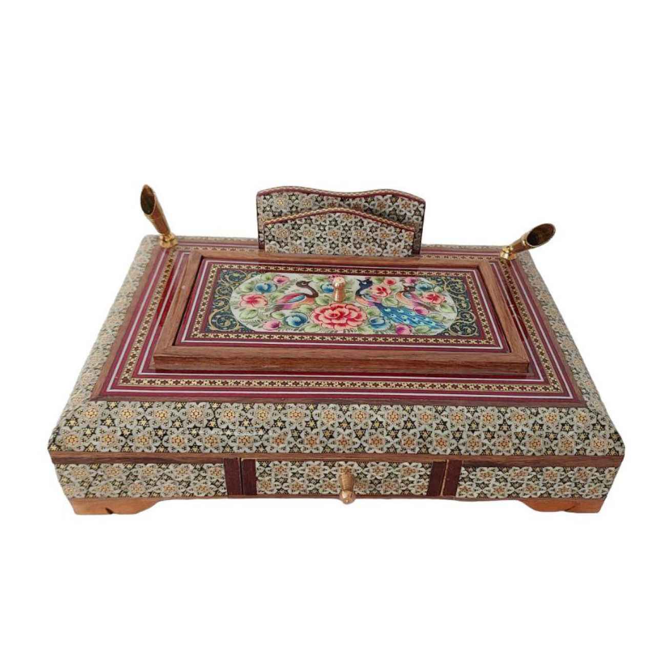 Perzische Flair – houten pennenhouder met Khatam Kari patroon