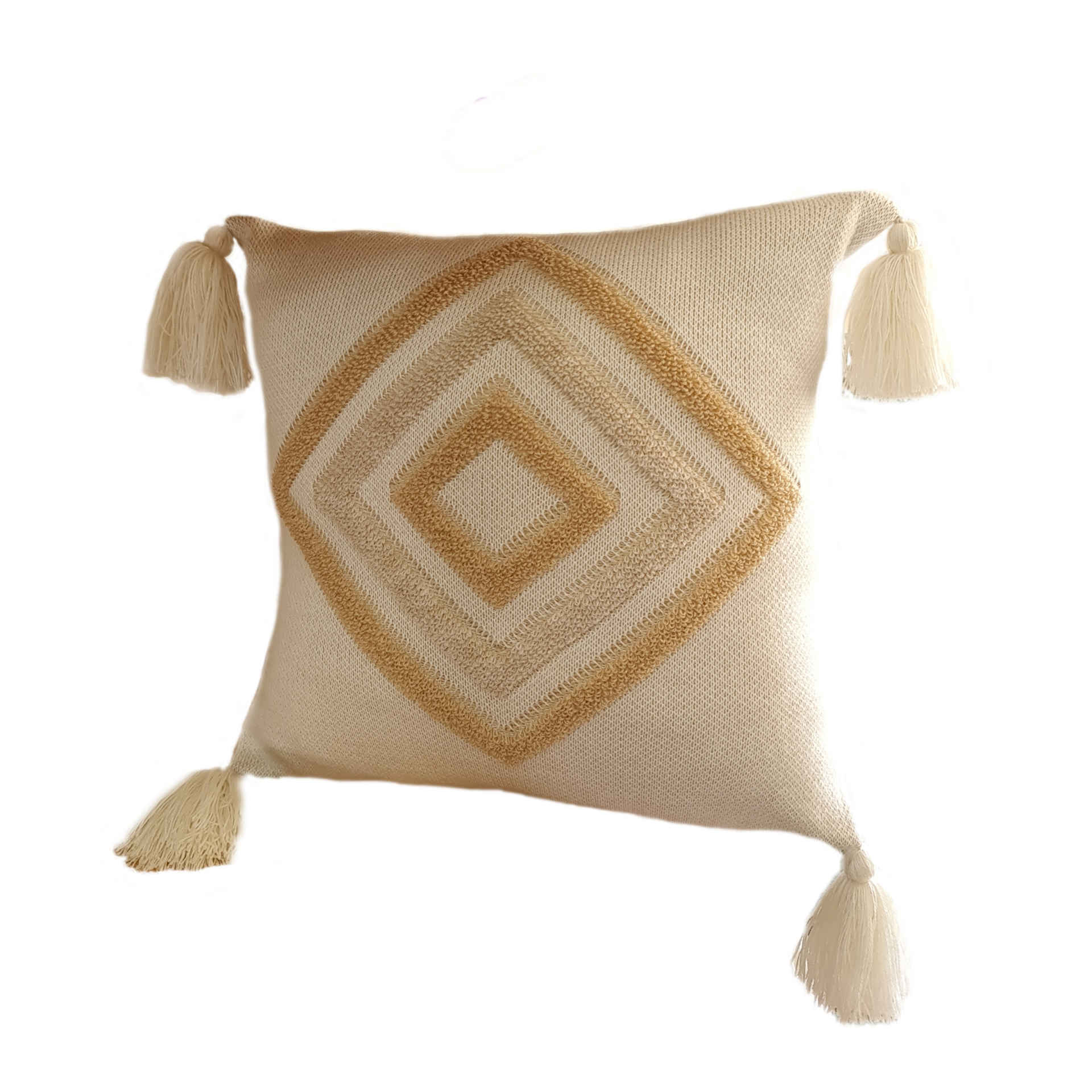 Punch Needle Kussenhoes – Geborduurd Geometrisch Groen Ontwerp