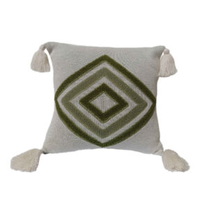 Punch Needle Kussenhoes – Geborduurd Geometrisch Groen Ontwerp