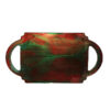 Modern kunsthars dienblad - Abstract groen handbeschilderd dienblad met handgrepen