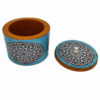 Handgemaakte Houten Suikerpot met Mandala Blauw Ontwerp