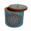 Handgemaakte Houten Suikerpot met Mandala Blauw Ontwerp