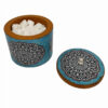 Handgemaakte Houten Suikerpot met Mandala Blauw Ontwerp