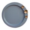 Melamine dienblad - Rond roestvrijstalen dienblad met gouden bloem