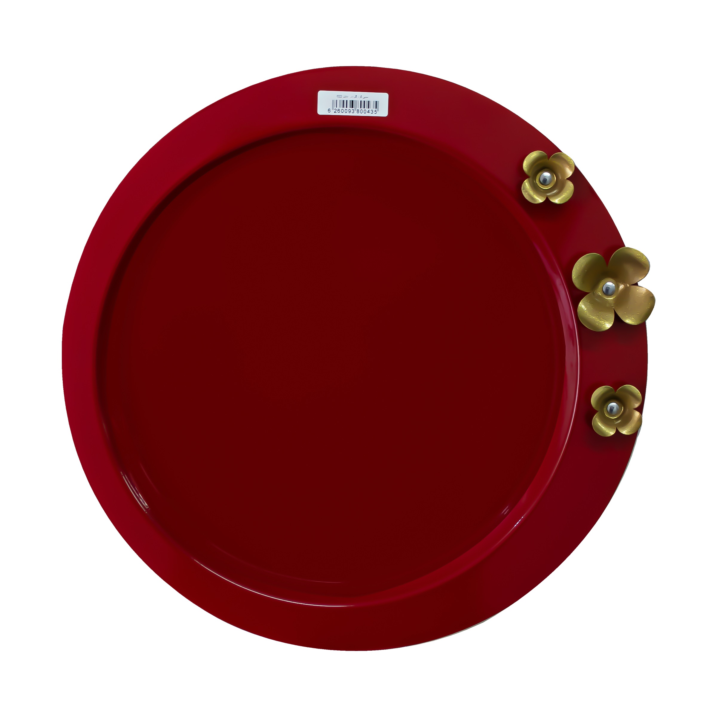 Melamine dienblad – Rond roestvrijstalen dienblad met gouden bloem