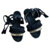 Boho Slingback Sandalen – Zwart Handgemaakt Macramé