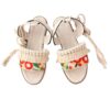 Boho Slingback Sandalen – Wit Handgeborduurd Macramé