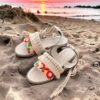 Boho Slingback Sandalen – Wit Handgeborduurd Macramé
