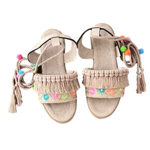 Boho Slingback Sandalen – Cream Handgemaakt Macramé
