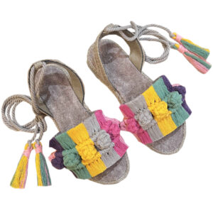 Handgemaakte Boho Slingback Sandalen – Model Adonis Grijs