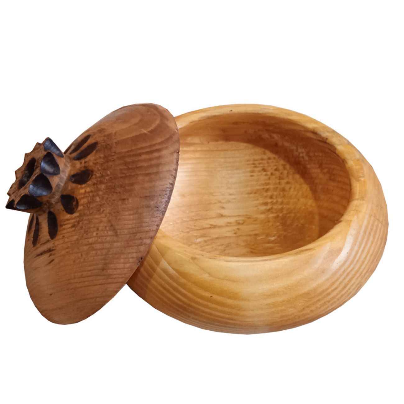 Handgemaakte Houten Suikerpot met Granaatappelontwerp