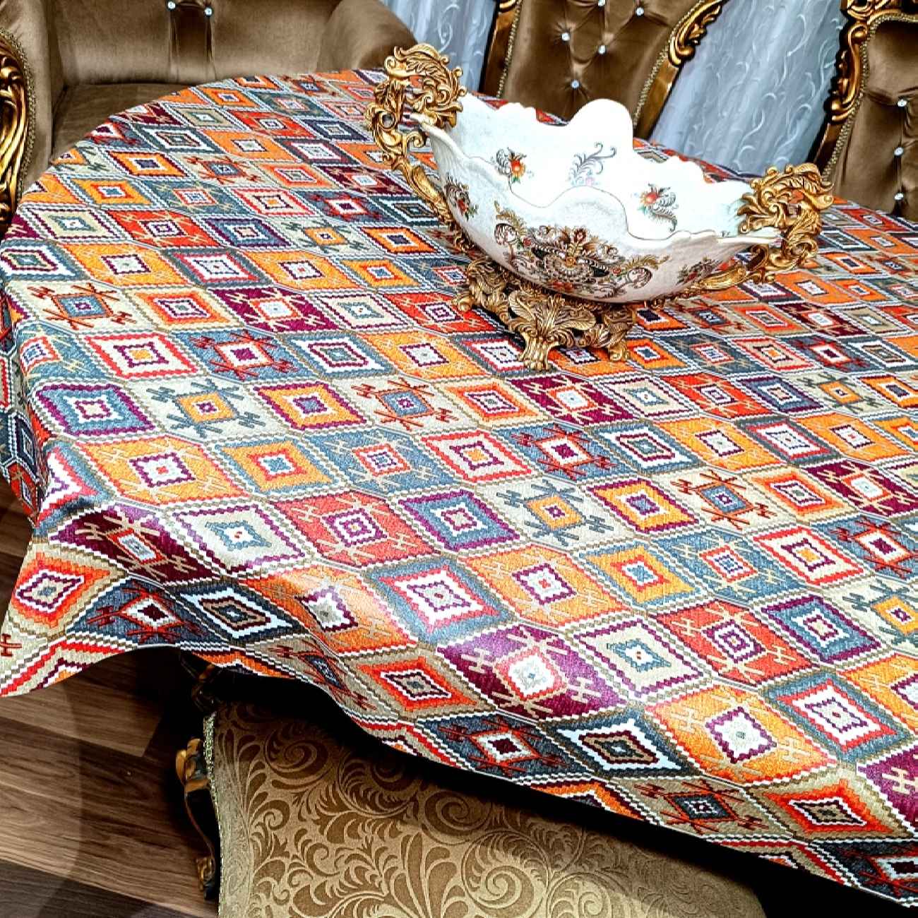 Tafelkleed Perzisch Kilim Ontwerp – Oranje PVC