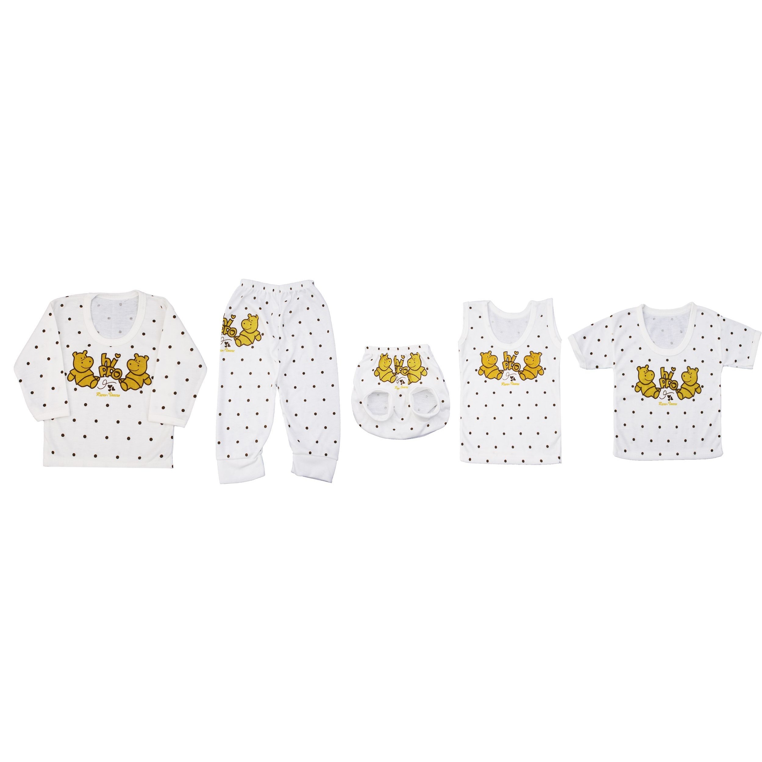 Uniseks Baby Kledingset met Nijlpaard Ontwerp 5 Stuks