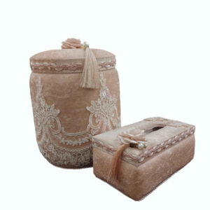Fluwelen Afvalbak & Tissuebox Set met Kwastversiering