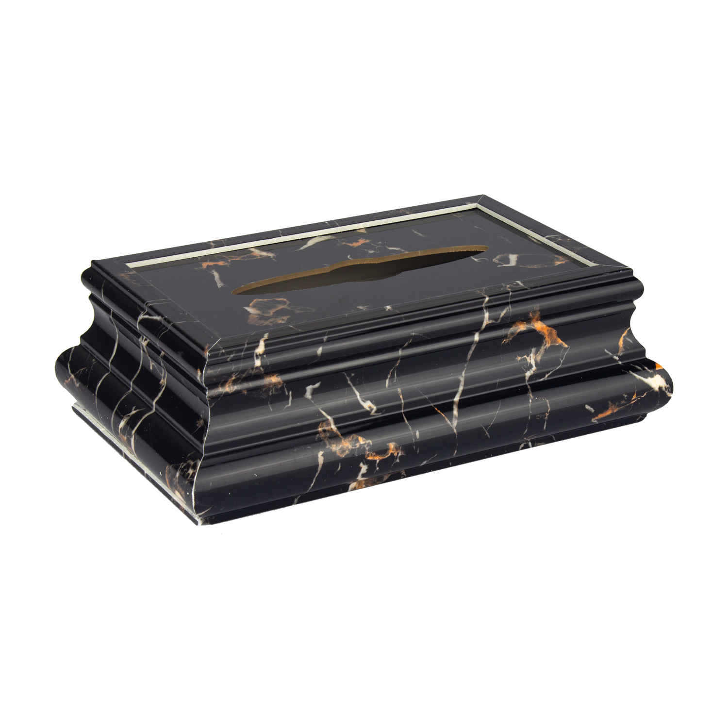Afvalbak & Tissuebox Set met Zwart Marmer Ontwerp