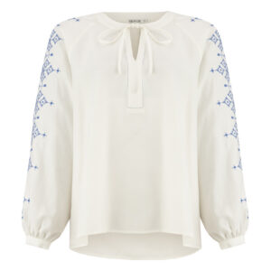 Damesblouse met Lange Mouwen – Geometrisch Melkachtig
