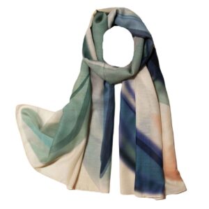 Dames Sjaal met Waterverfprint – Cream Katoen