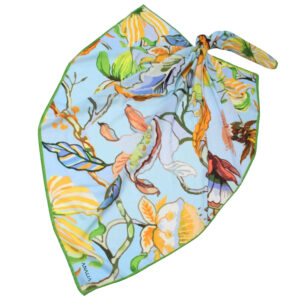 Katoenen Dames Sjaal – Blauw Bloemenontwerp