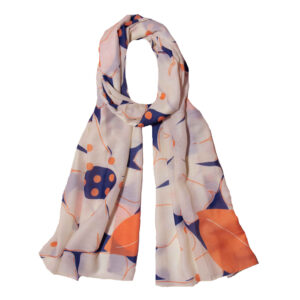 Dames Sjaal met Zijde Waterverfprint – Cream