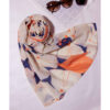 Dames Sjaal met Zijde Waterverfprint – Cream