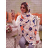 Dames Sjaal met Zijde Waterverfprint – Cream