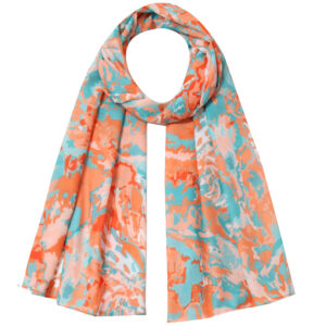 Dames Sjaal met Katoen Waterverfprint – Oranje