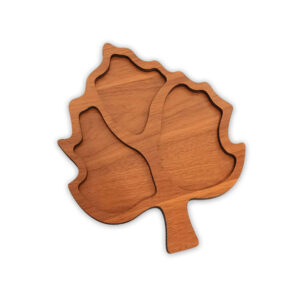 Bladvormige MDF Houten Dienblad met Drie Vakken (Set van 2)