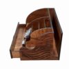 Houten Bureau Organizer met Ingebouwde Klok