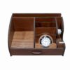 Houten Bureau Organizer met Ingebouwde Klok