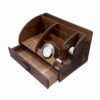 Houten Bureau Organizer met Ingebouwde Klok