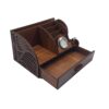 Houten Bureau Organizer met Ingebouwde Klok