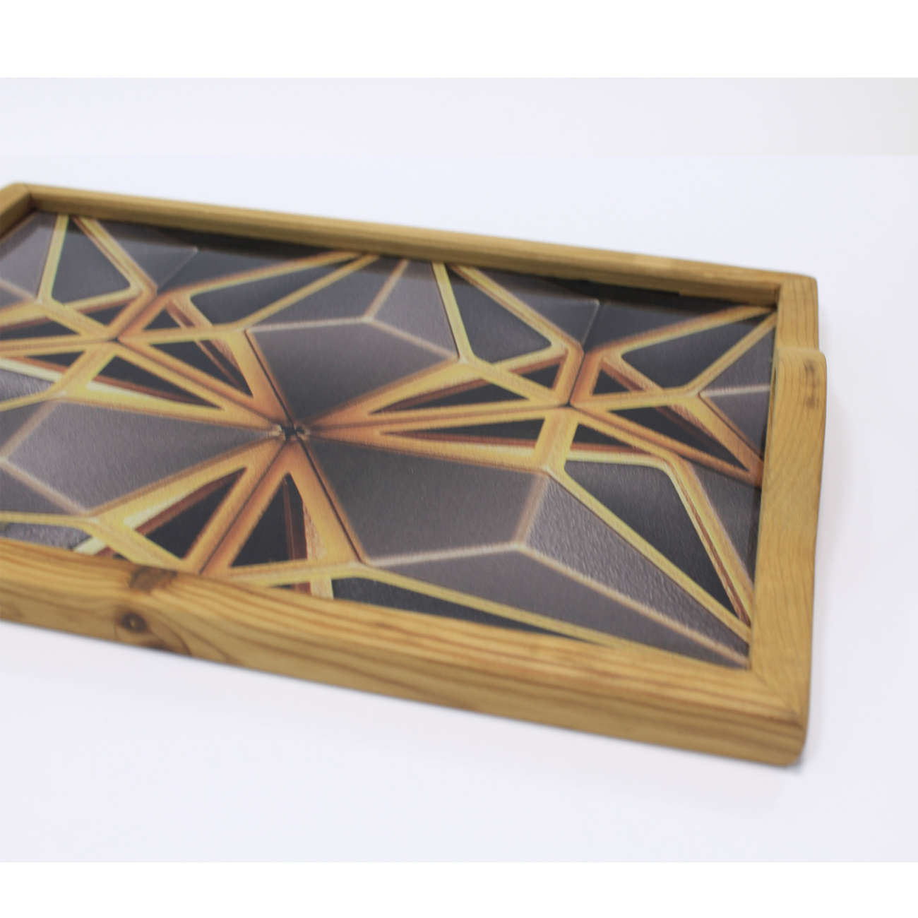 Minimalistisch houten dienblad – Rechthoekig geometrisch kunstdienblad